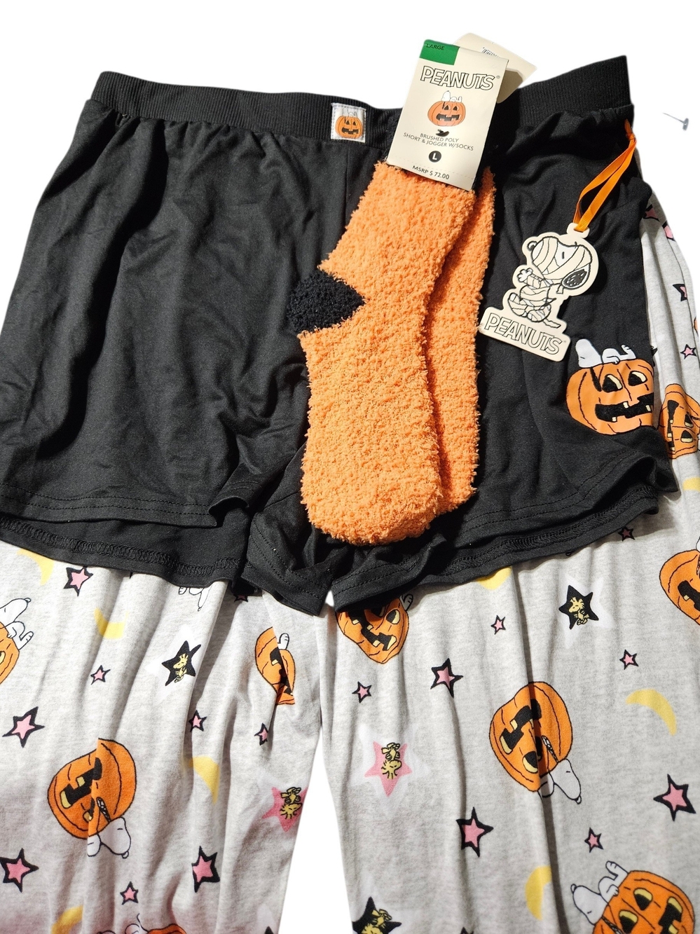 Peanuts Kids Pajama Bottoms & Socks Set - Black, Orange, Gray